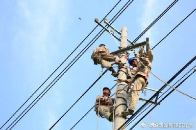 改造鹿灣變10千伏蔣莊105線路，原老舊線路全部更換為240絕緣導(dǎo)線