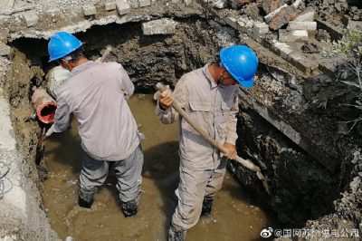 國網蘇州市吳江區供電公司正在開挖工作井基坑